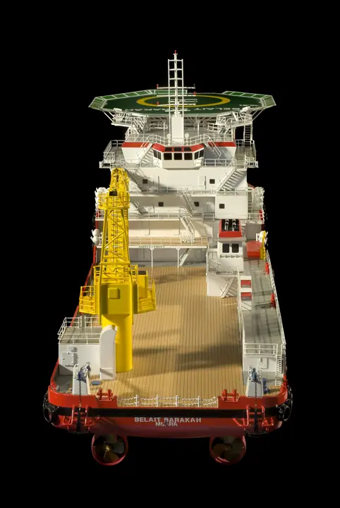 Buque de Apoyo y Mantenimiento Offshore de 75 m – 1:75 maqueta de TNBuilt West, vista 3