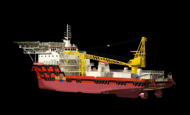 Buque de Apoyo y Mantenimiento Offshore de 75 m – 1:75 maqueta de TNBuilt West, vista 4