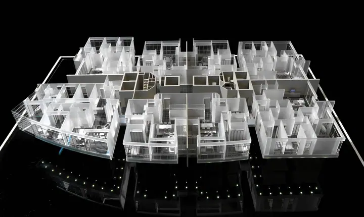 Planta Tipo de Torre de Apartamentos con Servicios (30 Plantas) – 1:50 maqueta de TNBuilt West