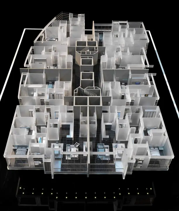Planta Tipo de Torre de Apartamentos con Servicios (30 Plantas) – 1:50 maqueta de TNBuilt West, vista 2