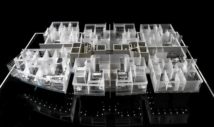 Planta Tipo de Torre de Apartamentos con Servicios (30 Plantas) – 1:50 maqueta de TNBuilt West, vista 4