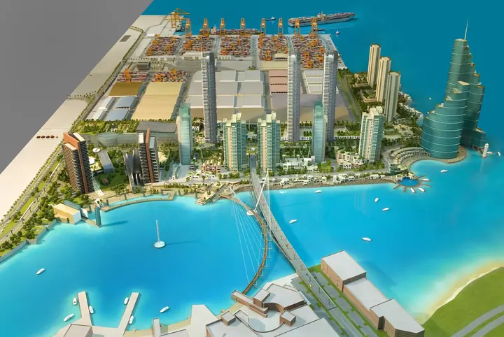 Tusdeer Port, Jeddah – 1:500 scale model by TNBuilt West, view 2